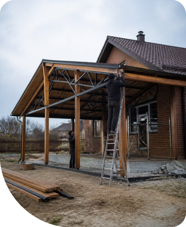 Пристройка навеса к дому и участку в Тольятти под ключ